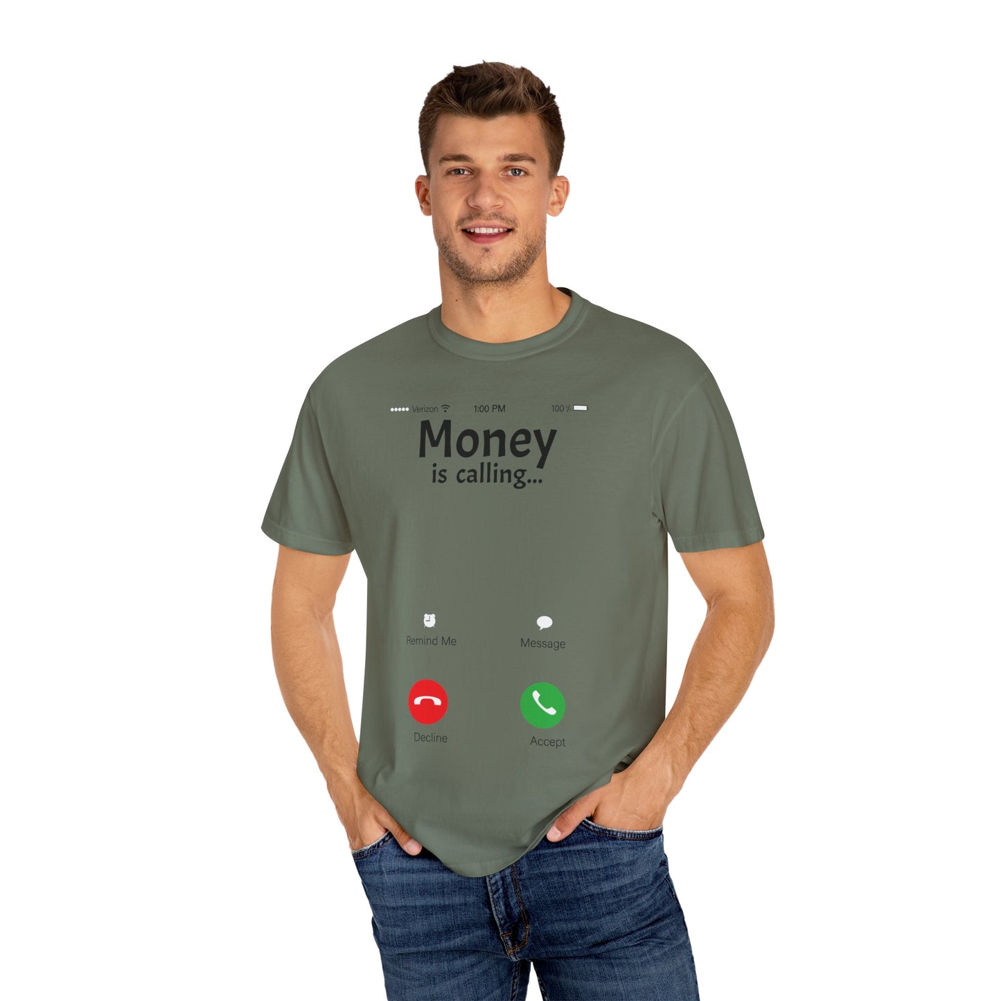 MONEY IS CALLING Unisex Garment-Dyed T-shirt