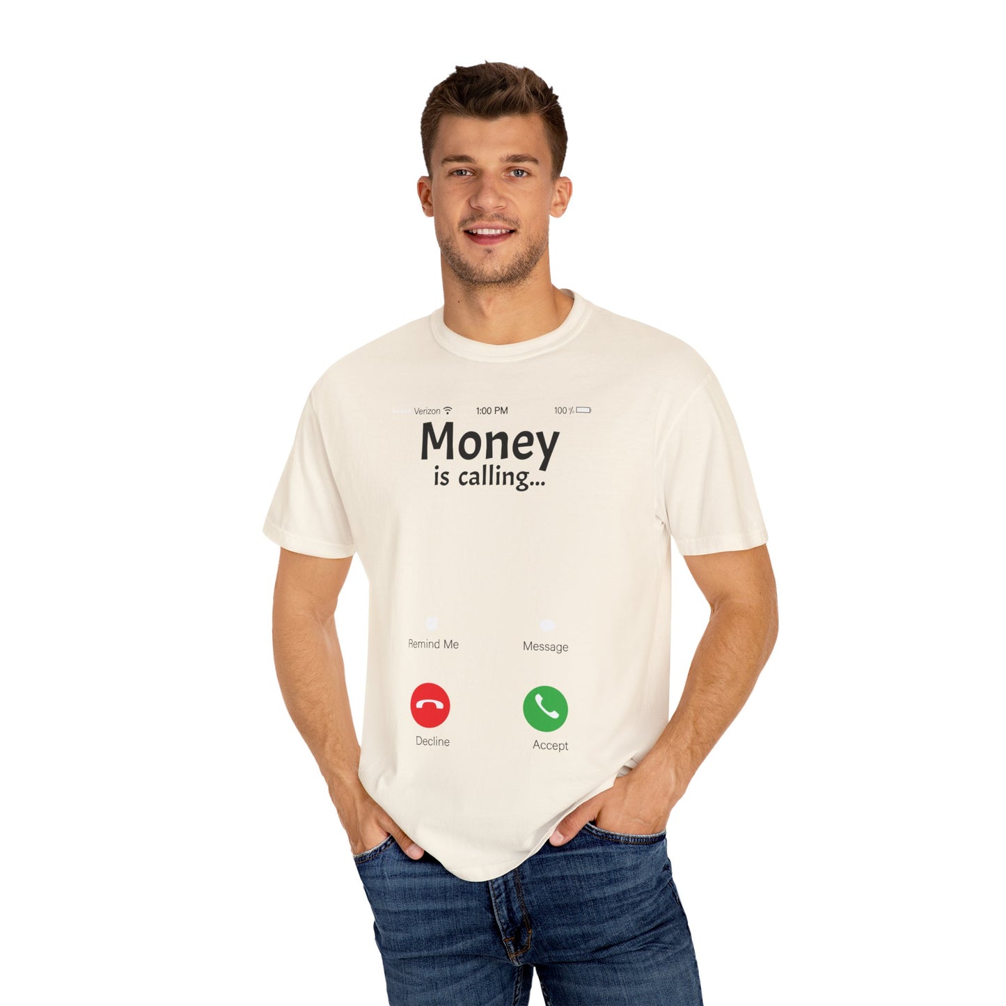 MONEY IS CALLING Unisex Garment-Dyed T-shirt