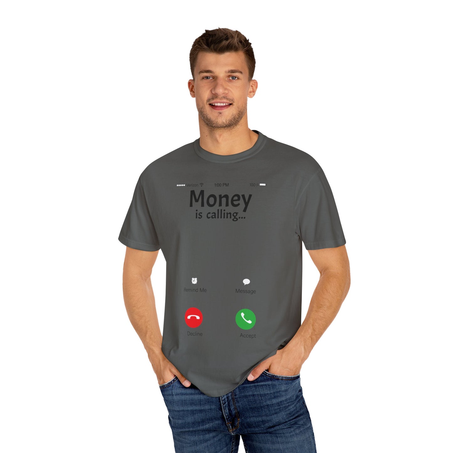 MONEY IS CALLING Unisex Garment-Dyed T-shirt